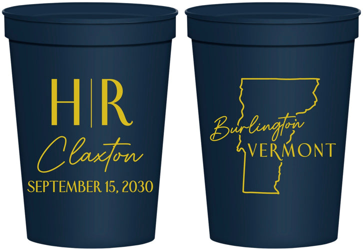 Personalized Wedding 16 oz Stadium Cups - Vermont | 144