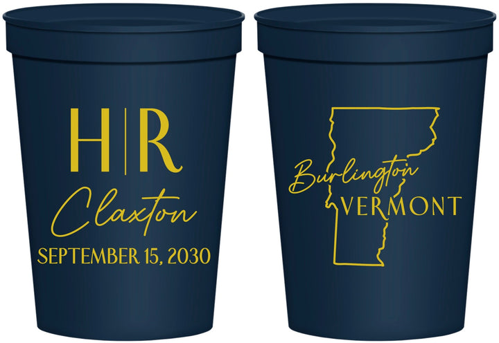 Personalized Wedding 16 oz Stadium Cups - Vermont | 144