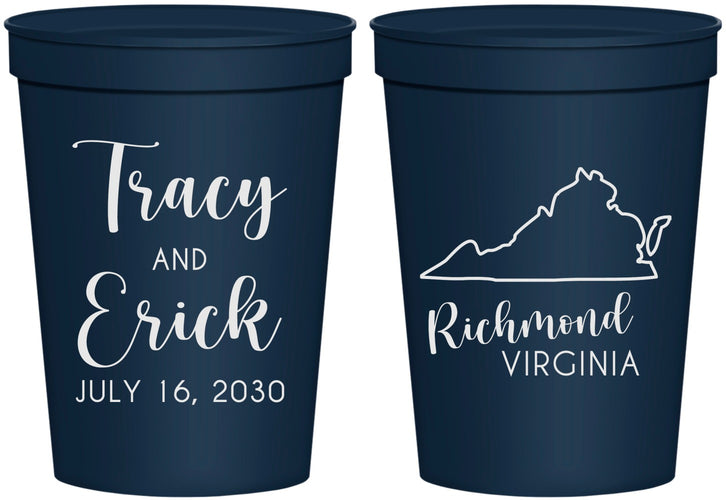Personalized Wedding 16 oz Stadium Cups - Virginia | 145