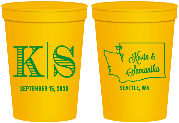 Personalized Wedding 16 oz Stadium Cups - Washington | 146