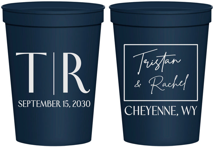 Personalized Wedding 16 oz Stadium Cups - Wyoming | 149