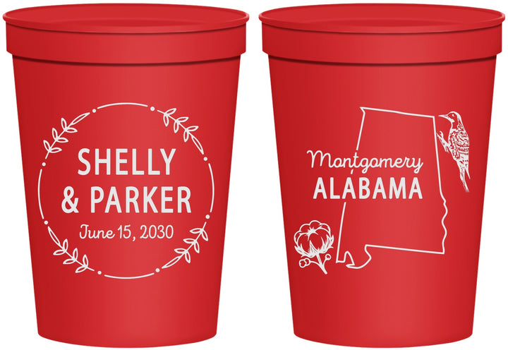 Personalized Wedding 16 oz Stadium Cups - Alabama | 150