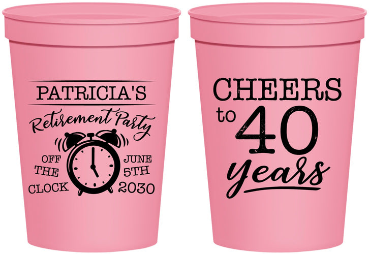 Personalized Retirement 16 oz Stadium Cups - Off The Clock | 150000