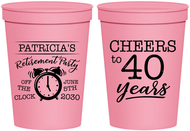 Personalized Retirement 16 oz Stadium Cups - Off The Clock | 150000