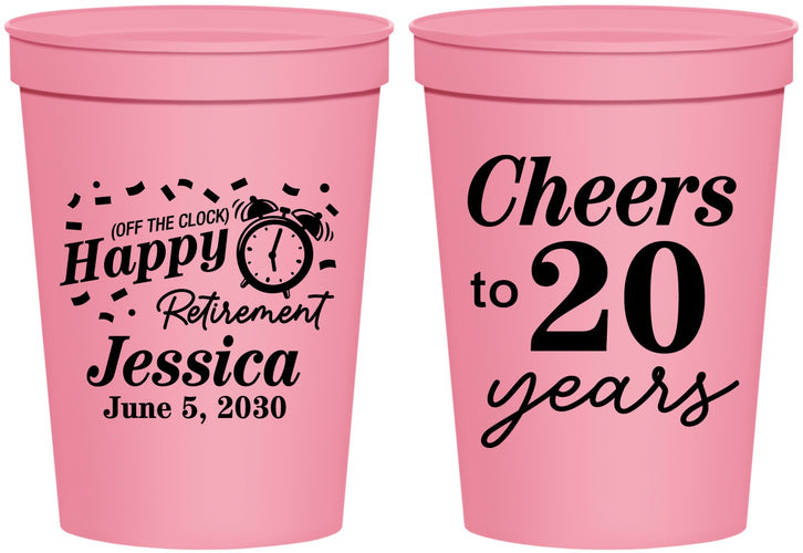 Personalized Retirement 16 oz Stadium Cups - Off The Clock | 150001