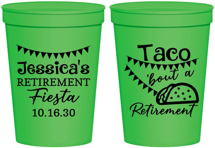 Personalized Retirement 16 oz Stadium Cups - Taco Bout A Retirement | 150002