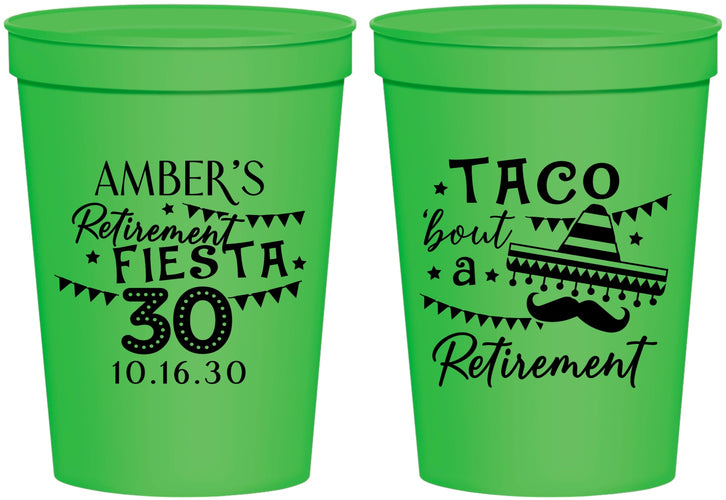 Personalized Retirement 16 oz Stadium Cups - Taco Bout A Retirement | 150003