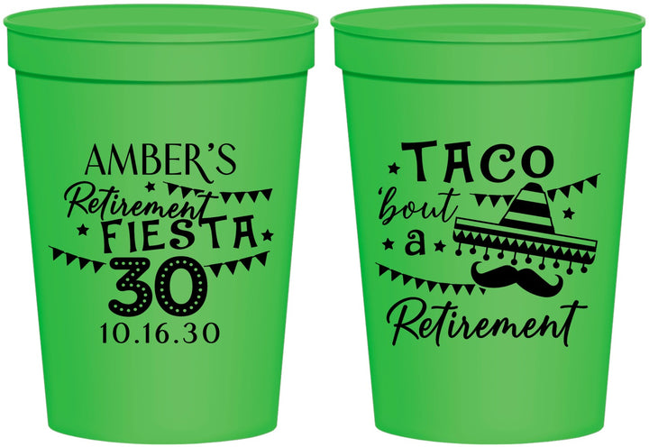 Personalized Retirement 16 oz Stadium Cups - Taco Bout A Retirement | 150003