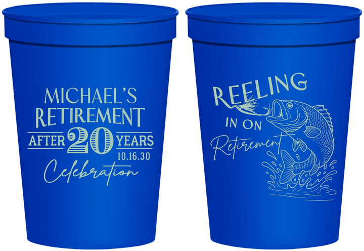 Personalized Retirement 16 oz Stadium Cups - Fishing Reeling In | 150007