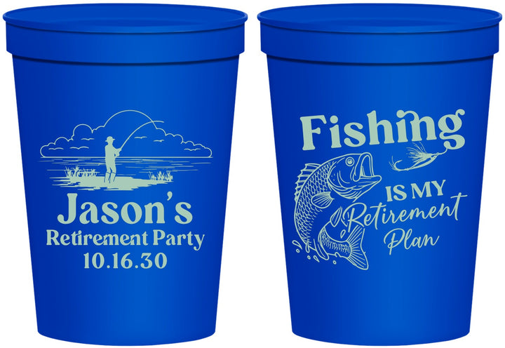 Personalized Retirement 16 oz Stadium Cups - Fishing | 150009