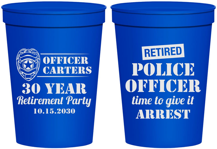 Personalized Retirement 16 oz Stadium Cups - Police Officer | 150010