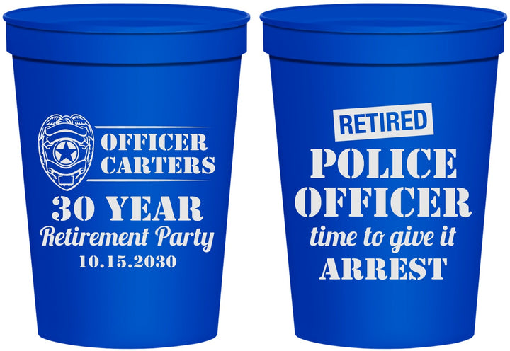 Personalized Retirement 16 oz Stadium Cups - Police Officer | 150010