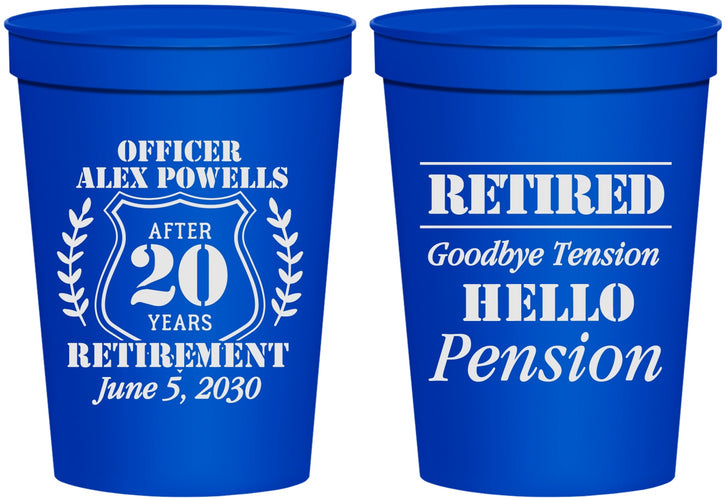 Personalized Retirement 16 oz Stadium Cups - Police Officer | 150011
