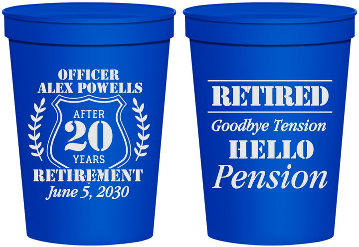 Personalized Retirement 16 oz Stadium Cups - Police Officer | 150011