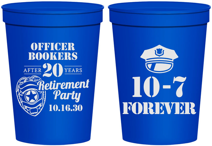 Personalized Retirement 16 oz Stadium Cups - Police Officer | 150012