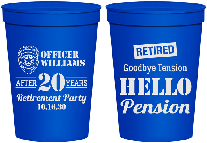 Personalized Retirement 16 oz Stadium Cups - Police Officer | 150013