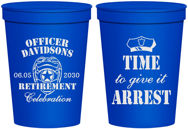 Personalized Retirement 16 oz Stadium Cups - Police Officer | 150014