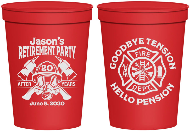 Personalized Retirement 16 oz Stadium Cups - Firefighter | 150015