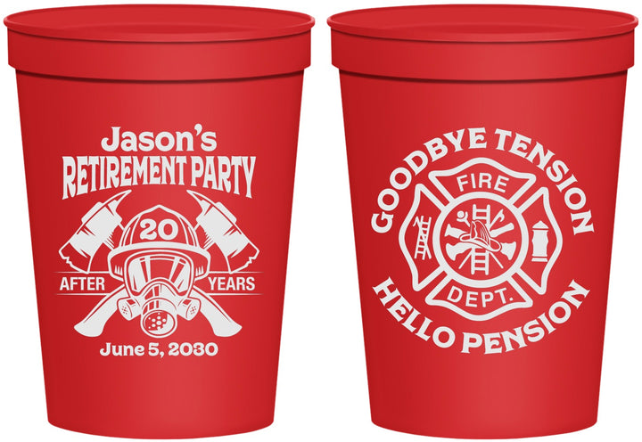 Personalized Retirement 16 oz Stadium Cups - Firefighter | 150015