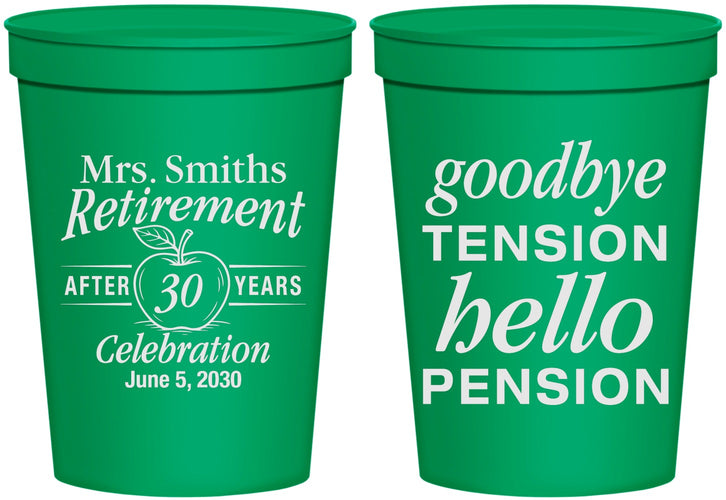 Personalized Retirement 16 oz Stadium Cups - Teacher | 150020