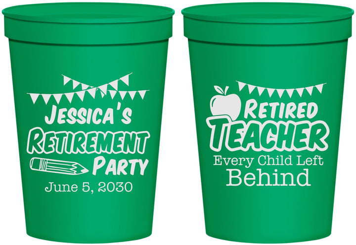 Personalized Retirement 16 oz Stadium Cups - Teacher | 150021