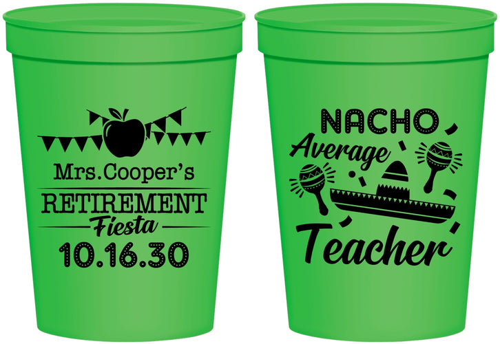 Personalized Retirement 16 oz Stadium Cups - Nacho Average Teacher | 150023