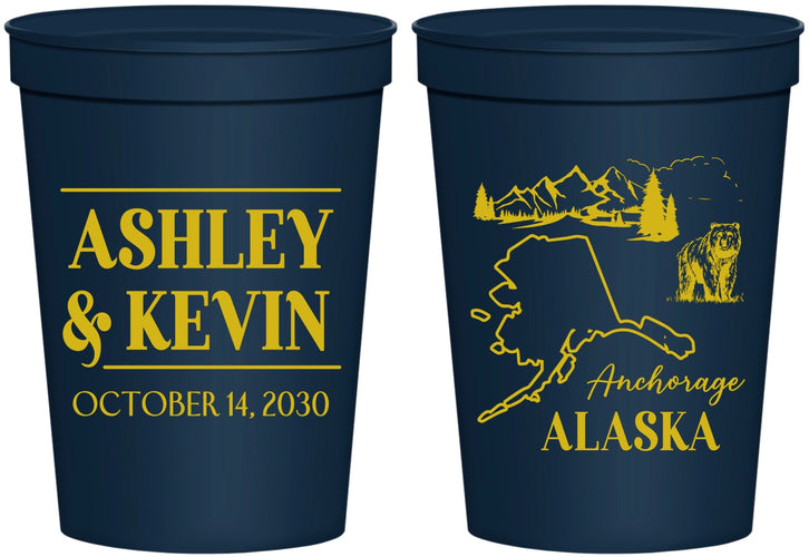 Personalized Wedding 16 oz Stadium Cups - Alaska | 151
