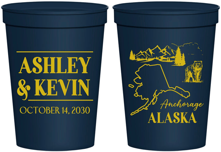 Personalized Wedding 16 oz Stadium Cups - Alaska | 151