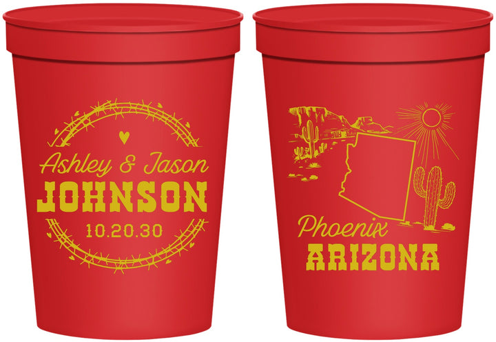 Personalized Wedding 16 oz Stadium Cups - Arizona | 152