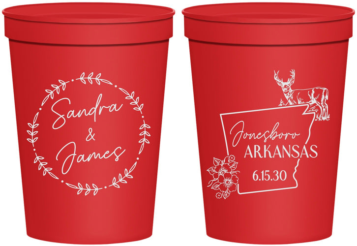 Personalized Wedding 16 oz Stadium Cups - Arkansas | 153