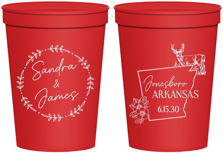 Personalized Wedding 16 oz Stadium Cups - Arkansas | 153