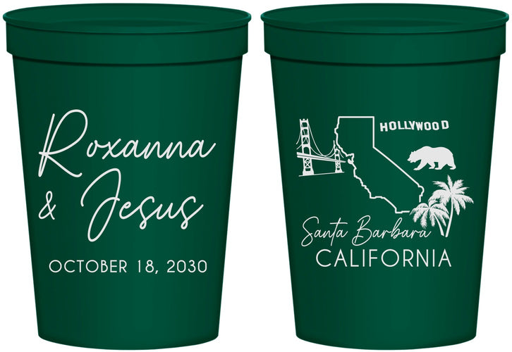 Personalized Wedding 16 oz Stadium Cups - California | 154