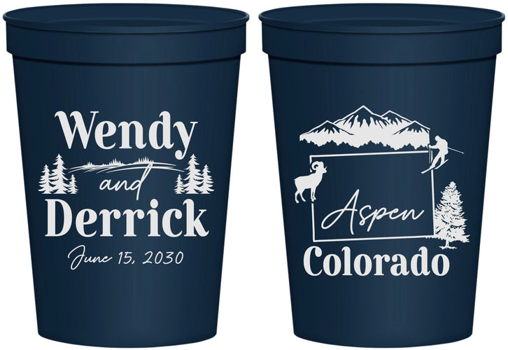 Personalized Wedding 16 oz Stadium Cups - Colorado | 155