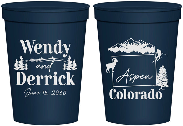 Personalized Wedding 16 oz Stadium Cups - Colorado | 155