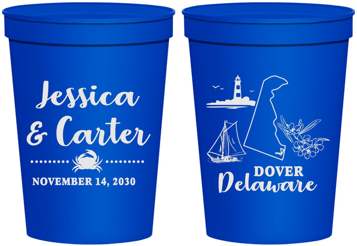 Personalized Wedding 16 oz Stadium Cups - Delaware | 157