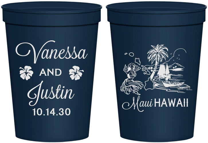 Personalized Wedding 16 oz Stadium Cups - Hawaii | 160