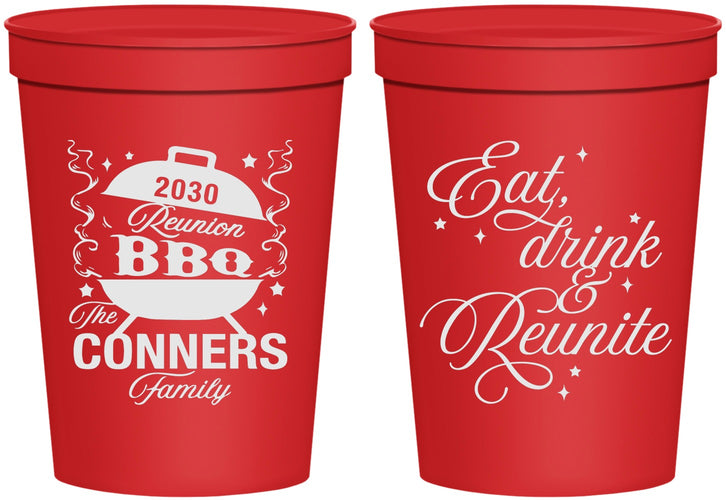 Personalized Family Reunion 16 oz Stadium Cups - Bbq Eat Drink Reunite | 160000