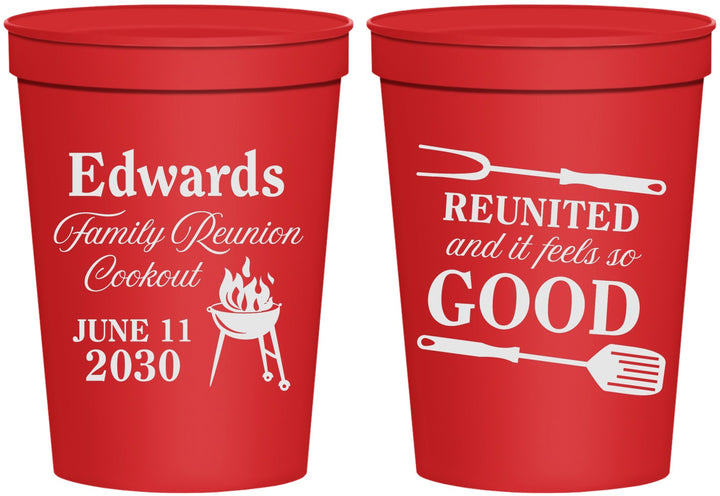 Personalized Family Reunion 16 oz Stadium Cups - Bbq Reunited | 160001