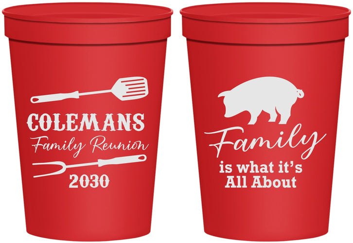 Personalized Family Reunion 16 oz Stadium Cups - Bbq Barbeque | 160002