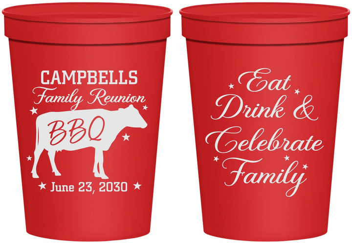 Personalized Family Reunion 16 oz Stadium Cups - Bbq Eat Drink | 160004