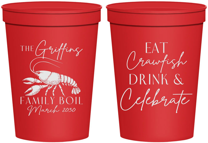 Personalized Family Reunion 16 oz Stadium Cups - Crawfish Boil | 160007