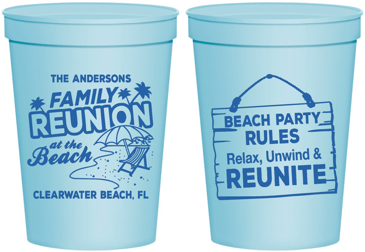 Personalized Family Reunion 16 oz Stadium Cups - Beach Reunite | 160011