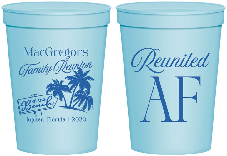 Personalized Family Reunion 16 oz Stadium Cups - Beach Reunited Af | 160012