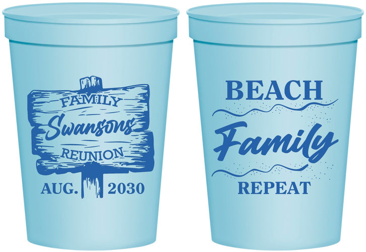 Personalized Family Reunion 16 oz Stadium Cups - Beach Family Repeat | 160013