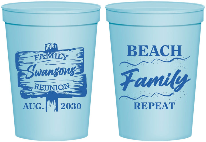 Personalized Family Reunion 16 oz Stadium Cups - Beach Family Repeat | 160013