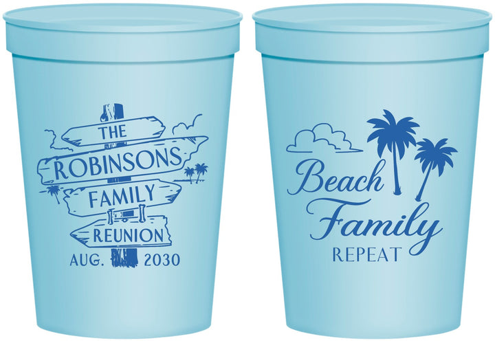 Personalized Family Reunion 16 oz Stadium Cups - Beach Family Repeat | 160014