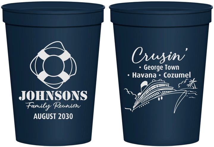 Personalized Family Reunion 16 oz Stadium Cups - Cruise Crusin | 160025