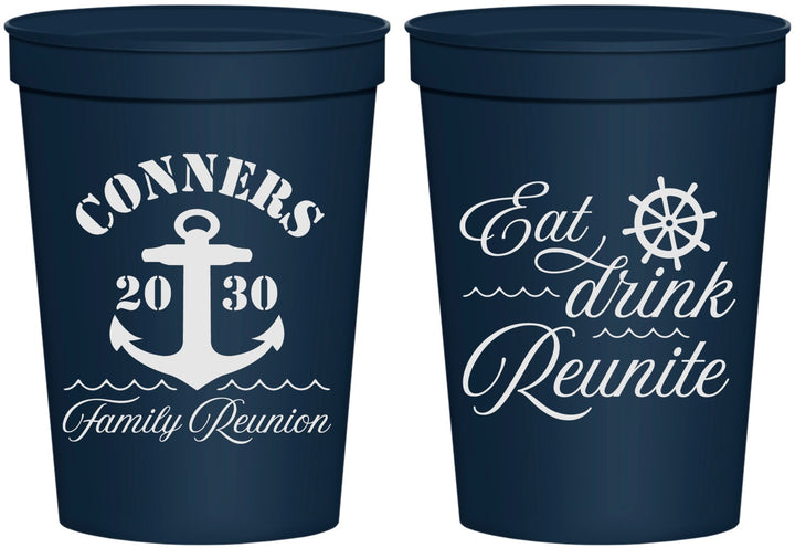Personalized Family Reunion 16 oz Stadium Cups - Cruise Anchor | 160028
