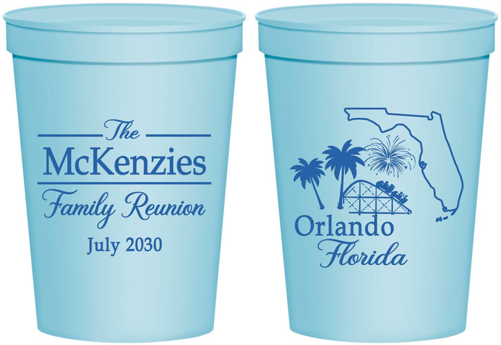 Personalized Family Reunion 16 oz Stadium Cups - Orlando Florida | 160035