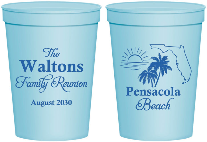 Personalized Family Reunion 16 oz Stadium Cups - Florida Beach | 160036